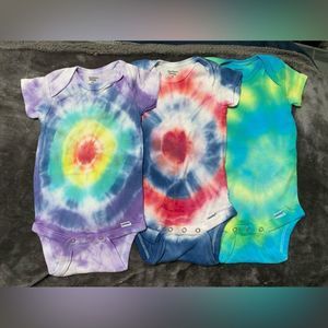 Gerber meets Handcrafted 12 month hand dyed onesies- NWOT
